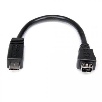 StarTech.com Cable adaptateur Micro USB vers Mini USB de 15 cm - M/F - Adaptateur USB - mini USB type B (F) pour Micro-USB de type B (M) - USB 2.0 - 15.24 cm - noir - pour P/N: USB2PCARBK, USB2PCARBKS, USBEXTAA10BK, USBEXTAA6BK, USBLT2PCARW, USBUB2PCARB 