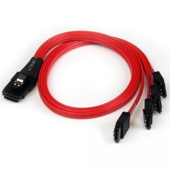 StarTech.com Câble inversé SFF-8087 vers 4x SATA de 50 cm - Mini SAS interne vers SATA - Câble SATA / SAS - Serial ATA 150/300/600 - 4 voies - SATA (R) pour 4i Mini MultiLane 36 broches (P) - 50 cm - verrouillé - rouge 
