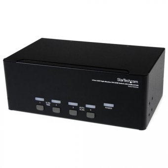 StarTech.com Switch Commutateur KVM USB 4 ports Sortie Vidéo DVI et Audio HUB USB 2.0  3 Ecrans Clavier Souris - Commutateur écran-clavier-souris/audio/USB - 4 x KVM / audio / USB - 1 utilisateur local - de bureau - pour P/N: SV431RACK, SVA12M2NEUA, SVA12 