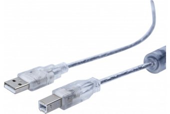CORDON USB 2.0 A / B OR + FERRITE TRANSPARENT - 5,0 m 