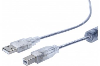 CORDON USB 2.0 A / B OR + FERRITE TRANSPARENT - 5,0 M 