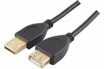 Rallonge USB 2.0 A / A or + ferrites noire - 3,0 m 