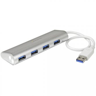 Startech Hub USB 3.0 compact à 4 ports avec câble intégré - Concentrateur USB 3.0 avec boîtier en aluminium - Argent - Concentrateur (hub) - 4 x SuperSpeed USB 3.0 