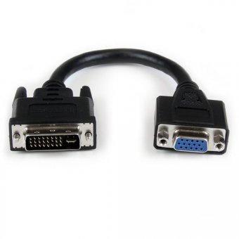 StarTech.com Câble adaptateur DVI vers VGA de 20cm - Convertisseur DVI-I vers HD15 - Mâle / Femelle - Noir - Adaptateur VGA - DVI-I (M) pour HD-15 (VGA) (F) - 20 cm - vis moletées - noir 