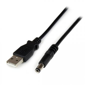 StarTech.com Câble d'alimentation USB vers prise CC de 2 m - Cordon USB vers connecteur Type N 5,5 mm 5V - Câble d'alimentation - USB (alimentation uniquement) (M) pour DC jack de 5,5 x 2,5 mm (M) - 2 m - moulé - noir 