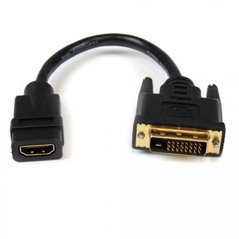 StarTech.com Câble adaptateur vidéo HDMI vers DVI-D de 20 cm - M/M (HDDVIFM8IN) - Adaptateur vidéo - HDMI femelle pour DVI-D mâle - 20.32 cm - blindé - noir - pour P/N: CDP2HDMM2MB, DP2HDMM2MB, HDDVIMM3, HDMM1MP, HDMM2MP, HDMM3MP, HDPMM50, MDP2HDMM2MB 