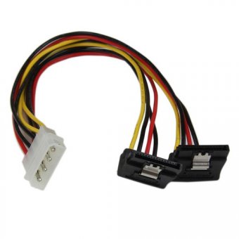 StarTech.com Câble répartiteur d'alimentation en Y LP4 vers 2 SATA à angle droit et verrouillage 30 cm - LP4 4 broches vers deux SATA - Adaptateur secteur - alimentation interne 4 plots (M) pour alimentation SATA (F) - 30 cm - verrouillé, connecteur coudé 