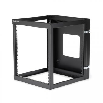 StarTech.com 12U Hinged Open Frame Wall Mount Server Rack - 4 Post 22 in. Depth Network Equipment Rack Cabinet - 140 lbs capacity (RK1219WALLOH) - Rack - montable sur mur - noir - 12U - 22" 