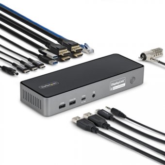 StarTech.com - Station d'accueil - pour ordinateur portable - USB-C - 2 x HDMI, 2 x DP, USB-C - 2.5GbE - 140 Watt - Conformité TAA 