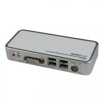 StarTech.com Switch KVM USB DVI a 2 ports avec cables - Commutateur ecran clavier souris DVI avec audio et hub USB 2.0 - Commutateur écran-clavier-souris/audio/USB - 2 x KVM / audio / USB - 1 utilisateur local - de bureau 