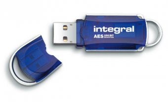 Integral Courier with AES encryption - Total Lock - Clé USB - 16 Go - USB 2.0 - bleu transparent 