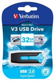 Verbatim Store 'n' Go V3 - Clé USB - 32 Go - USB 3.0 - bleu des Caraïbes 