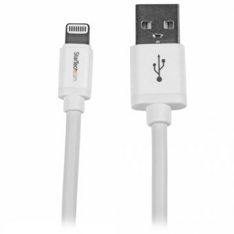 Startech Câble Apple® Lightning vers USB pour iPhone, iPod, iPad 2 m Blanc - Câble iPhone 5 - Chargeur Synchronisation Lightning - 2m - Câble Lightning - Lightning mâle pour USB mâle - 2 m - double blindage - blanc - pour P/N: KITBXAVHDPEU, KITBXAVHDPNA, 