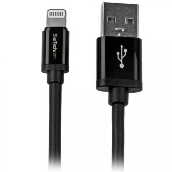 Startech Câble Apple® Lightning vers USB pour iPhone, iPod, iPad 2 m Noir - Câble iPhone 5 - Chargeur Synchronisation Lightning - 2m - Câble Lightning - Lightning mâle pour USB mâle - 2 m - double blindage - noir - pour P/N: ST4200MINI2, ST4200MINIC 