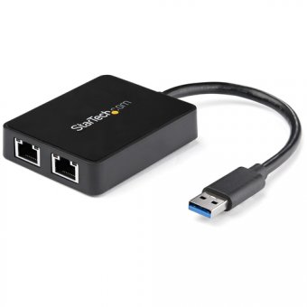 Startech Adaptateur réseau USB 3.0 vers 2 ports Gigabit Ethernet - Convertisseur USB vers 2x RJ45 avec port USB intégré - Noir - Adaptateur réseau - USB 3.0 - 1GbE - 1000Base-T - 2 ports - noir 