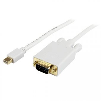 StarTech.com Câble adaptateur Mini DisplayPort vers VGA de 3 m - Convertisseur actif DP vers HD15 pour Mac ou PC - Blanc - Convertisseur vidéo - VGA - DisplayPort - noir 