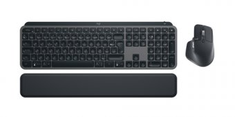 Logitech MX Keys S Combo - Ensemble clavier et souris - rétroéclairé - sans fil - Bluetooth LE - AZERTY - Français - commutateur : commutateurs à clé à ciseaux - graphite - avec Palm Rest 