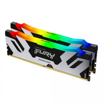 Kingston FURY Renegade RGB - DDR5 - kit - 64 Go: 2 x 32 Go - DIMM 288 broches - 6400 MT/s / PC5-51200 - CL32 - 1.1 V - mémoire sans tampon - on-die ECC - noir, argent 