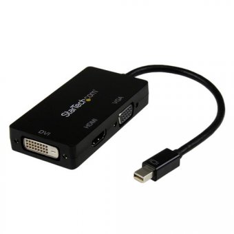 Startech Adaptateur Mini DisplayPort 3 en 1 - 1080p - Répartiteur Mini DP / Thunderbolt vers HDMI / VGA / DVI pour Votre Moniteur (MDP2VGDVHD) - Adaptateur vidéo - Mini DisplayPort mâle pour HD-15 (VGA), DVI-D, HDMI femelle - 27 cm - noir - actif, support 