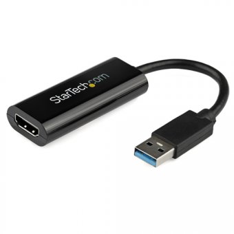 Startech Adaptateur USB vers HDMI - Carte graphique externe - USB 3.0 - Slim - 1080p - Adaptateur multi-écrans - Câble adaptateur - Conformité TAA - USB type A mâle pour HDMI femelle - 19 cm - noir - support 1080p - pour P/N: HDDVIMM3, HDMM12, HDMM15, HDM 