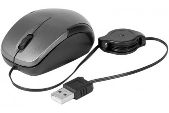 DACOMEX Mini souris M100-U noire à cordon usb rétractable 