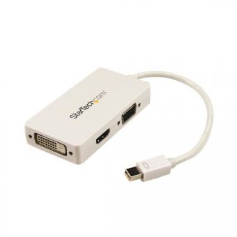 StarTech.com Adaptateur de voyage Mini DisplayPort vers DVI / VGA / HDMI pour MacBook - Convertisseur vidéo 3-en-1 - Blanc - Convertisseur vidéo - DisplayPort - DVI, HDMI, VGA - blanc - pour Apple MacBook Air 