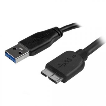 StarTech.com Câble SuperSpeed USB 3.0 slim A vers Micro B de 0,5 m - Cordon USB A vers Micro B - Mâle / Mâle - Noir - Câble USB - Micro-USB de type B (M) pour USB type A (M) - USB 3.0 - 50 cm - moulé - noir - pour P/N: S2510BU33PW, S251BMU3FP, S251BRU33, 