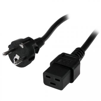 StarTech.com Cordon d'alimentation Schuko CEE7 vers IEC 320 C19 de 2m pour ordinateur - Câble secteur PC CEE7 vers C19 - Mâle / Femelle - Câble d'alimentation - IEC 60320 C19 pour power CEE 7/7 (M) - CA 250 V - 2 m - moulé - noir 
