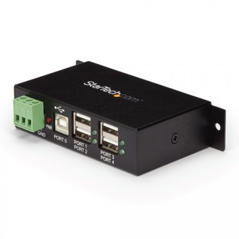 StarTech.com Hub USB 2.0 4 ports - Hub USB-A industriel en métal - Hub de données USB montable sur rail DIN, mur ou bureau - Hub d'extension USB conforme TAA - Concentrateur (hub) - 4 x USB 2.0 - Montage sur rail DIN - Tension CC - pour P/N: ITB20D3250, M 