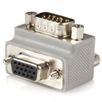 StarTech.com Adaptateur VGA male femelle - VGA angle droit vers VGA - Type 2 - Convertisseur HD15 vers HD15 - M/F - Gris - Adaptateur VGA - HD-15 (VGA) (M) pour HD-15 (VGA) (F) - connecteur à 90 ° - gris - pour P/N: DP2VGAMM6B, HD2VGAMM6, MXTHQMM10MA, MXT 