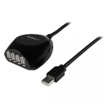 StarTech.com Câble d'extension / Rallonge USB 2.0 actif de 15m avec hub USB à 4 ports - Cordon USB A (Mâle) vers 4x USB A (Femelle) - Noir - Concentrateur (hub) - 4 x USB 2.0 - de bureau - pour P/N: SVA5H2NEUA 