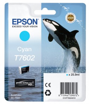 Epson T7602 - 26 ml - cyan - original - blister - cartouche d'encre - pour SureColor P600, SC-P600 