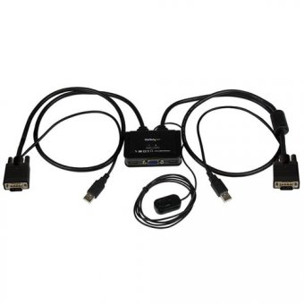 StarTech.com Switch KVM USB VGA à 2 ports - Commutateur écran clavier souris alimenté par USB avec câbles KVM et commutateur à distance - Commutateur KVM - 2 x KVM port(s) - 1 utilisateur local - de bureau 