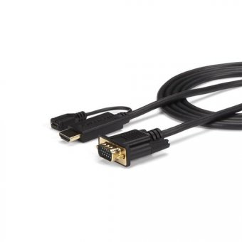 StarTech.com Câble adaptateur HDMI vers VGA de 91 cm - Convertisseur actif HDMI vers HD15 - M/M - 1920x1200 / 1080p - Noir - Câble adaptateur - HDMI, Micro-USB de type B (alimentation uniquement) pour HD-15 (VGA) mâle - 1 m - noir - actif, support 1920 x 