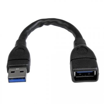 StarTech.com Câble d'extension USB 3.0 de 15cm - Rallonge / Prolongateur USB A vers A - Répéteur USB 3.0 - M/F - Noir - Rallonge de câble USB - USB type A (F) pour USB type A (M) - USB 3.0 - 15.2 cm - moulé - noir - pour P/N: 35FCREADBU3, HB30A4AIB, HB30C 