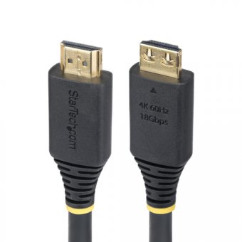 StarTech.com 15ft High Speed HDMI Cable w/Gripping Connectors, 4K 60Hz - High speed - câble HDMI avec Ethernet - HDMI mâle pour HDMI mâle - 4.5 m - blindé - noir - sans halogène, passif, support pour 4K60Hz, support 1080 p 240 Hz, support pour 2K144Hz 