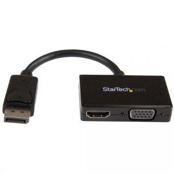 StarTech.com Adaptateur audio / vidéo de voyage - Convertisseur 2-en-1 DisplayPort vers HDMI ou VGA - 1920x1200 / 1080p - Noir - Convertisseur vidéo - DisplayPort - HDMI, VGA - noir 