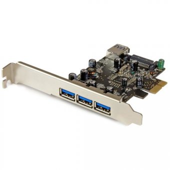 StarTech.com Carte contrôleur PCI Express à 4 ports USB 3.0 - 3 externes 1 interne - Adaptateur PCIe USB avec UASP - Adaptateur USB - PCIe 2.0 profil bas - USB 3.0 x 4 - pour P/N: CFASTRWU3, ST1030USBM, ST43004UA, ST4300MINI, TB31PCIEX16 