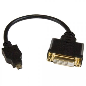 StarTech.com 8in Micro HDMI to DVI-D Adapter M/F - 8in Micro HDMI to DVI Cable - Connect a Micro HDMI phone or laptop to a DVI-D display (HDDDVIMF8IN) - Adaptateur vidéo - DVI-D femelle pour 19 pin micro HDMI Type D mâle - 20.3 cm - blindé - noir 