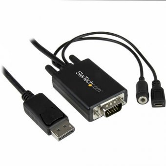 StarTech Câble adaptateur DisplayPort vers VGA de 2 m avec audio - Convertisseur DP vers VGA - M/M - 1920x1200 / 1080p - Adaptateur DisplayPort - DisplayPort (M) pour 15 pin D-Sub (DB-15), mini-phone stereo 3.5 mm, Micro-USB de type B (alimentation unique 