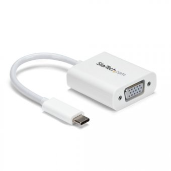 StarTech Adaptateur vidéo USB-C vers VGA - Convertisseur USB Type-C vers HD15 - M/F - 1920x1200 / 1080p - Blanc (CDP2VGAW) - Adaptateur USB / VGA - USB-C (M) pour HD-15 (VGA) (F) - USB 3.1 Gen 1 / Thunderbolt 3 - 17.5 m - alimentation USB, support 1920 x 