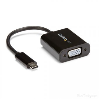 StarTech Adaptateur vidéo USB Type-C vers VGA HD15 - M/F - Noir - Adaptateur USB / VGA - USB-C (M) pour HD-15 (VGA) (F) - USB 3.1 Gen 1 / Thunderbolt 3 - 18 cm - alimentation USB, support 1920 x 1200 (WUXGA) - noir - pour P/N: BNDTB10GI, BNDTB210GSFP, BND 