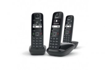 Gigaset AS690 TRIO téléphone DECT noir - base + 3 combinés 