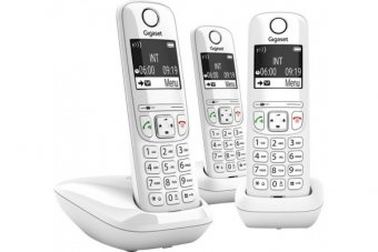 Gigaset AS690 TRIO téléphone DECT blanc - base + 3 combinés 