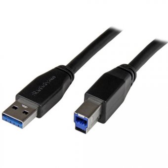 StarTech Câble USB 3.0 actif USB-A vers USB-B de 5 m - Cordon USB A vers B - USB 3.1 Gen 1 (5 Gb/s) - M/M - Noir - Câble USB - USB Type B (M) pour USB type A (M) - USB 3.0 - 5 m - moulé - noir - pour P/N: ST1030USBM 