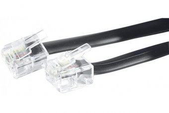 Cordon téléphonique RJ11 / RJ11 noir - 2 m 