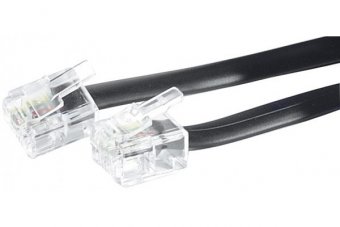 Cordon téléphonique RJ11 / RJ11 noir - 5 m 