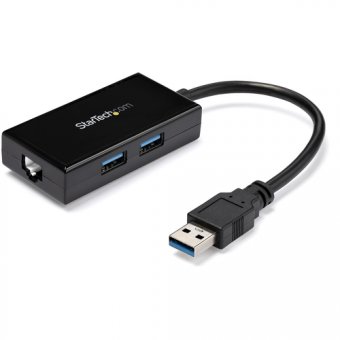 Startech Adaptateur réseau USB 3.0 vers Gigabit Ethernet avec hub USB 3.0 à 2 ports (USB31000S2H) - Adaptateur réseau - USB 3.0 - Gigabit Ethernet x 1 - noir 