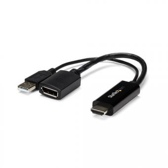 Startech Adaptateur HDMI vers DisplayPort 4K alimenté par USB - Câble adaptateur - HDMI, USB (alimentation uniquement) mâle pour DisplayPort femelle - 25.5 cm - noir - actif, support 4K30Hz (3840 x 2160) - pour P/N: SV211HDUC, SV221HUC4K 
