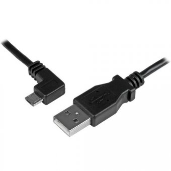StarTech Câble de charge et synchronisation Micro USB de 1 m - Cordon USB-A vers Micro-B à angle gauche - M/M - 0,25 mm² - Câble USB - Micro-USB de type B (M) pour USB (M) - USB 2.0 - 1 m - connecteur à angle gauche - noir - pour P/N: USB2PCARBK, USB2PCAR 